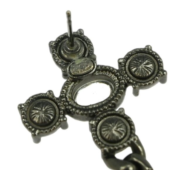 Chanel Dangle Pierced Earrings Rhinestone Silver - Picture 4 of 5